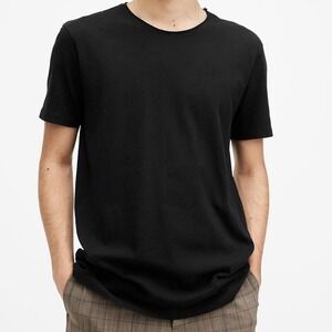 AllSaints Figure SS Crew Mens XXL‎ Black Regular Fit Organic Cotton T Shirt